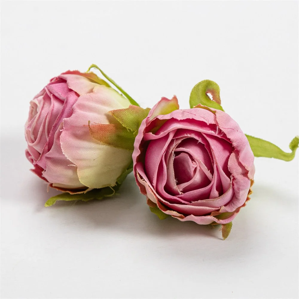 Nanairo 10pcs 3.5cm Artificial Silk Rose Flower Head Home Wedding Party Decora Christmas Craft Accessories Fake Flowers