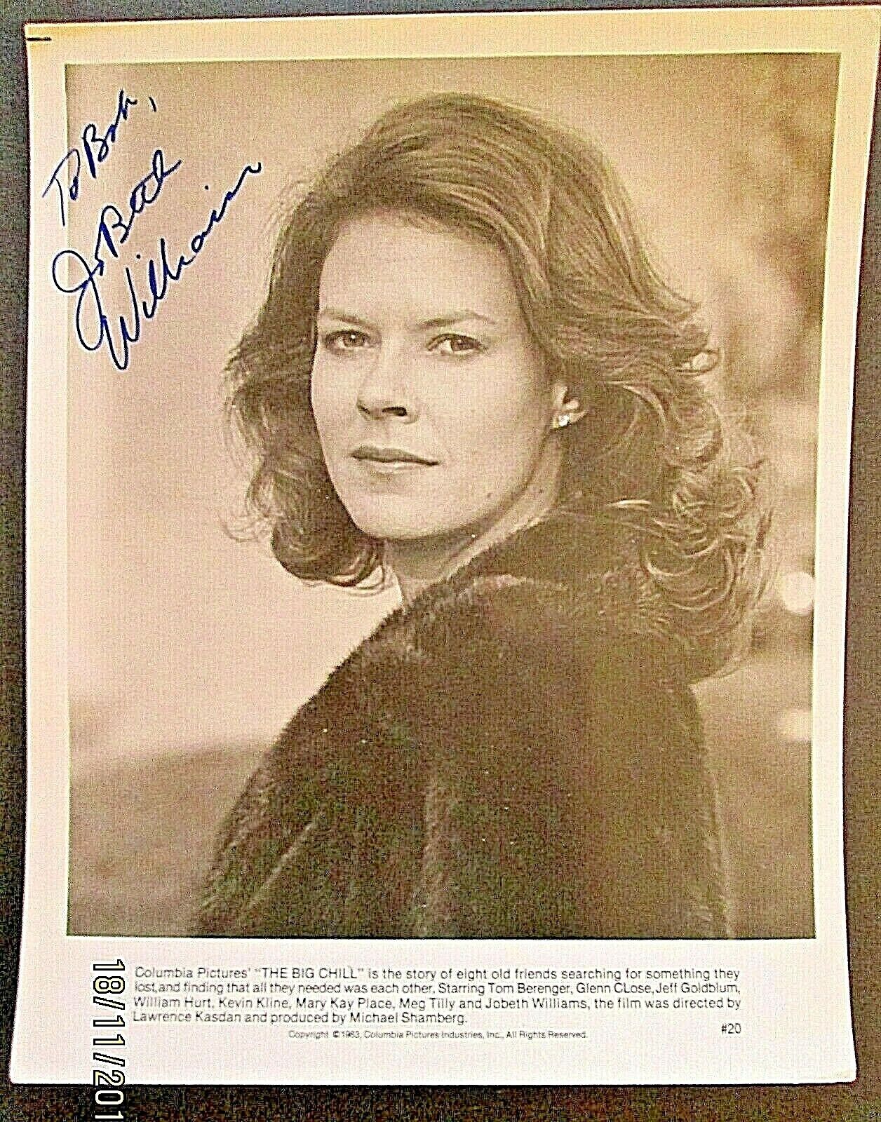 JOBETH WILLIAMS (THE BIG CHILL) ORIGINAL AUTOGRAPH Photo Poster painting (CLASSIC ACTRESS)