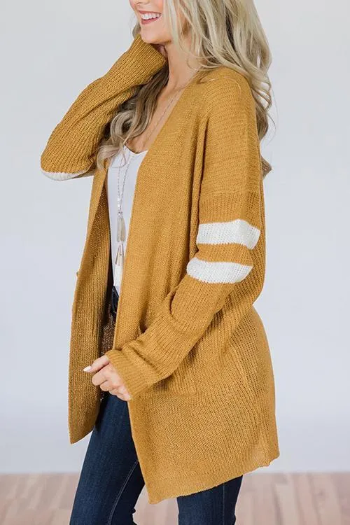 Striped Colorblock Long Sweater Cardigan