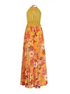 Floral-Print Backless Bandage Bohemia Pleated Maxi Dress