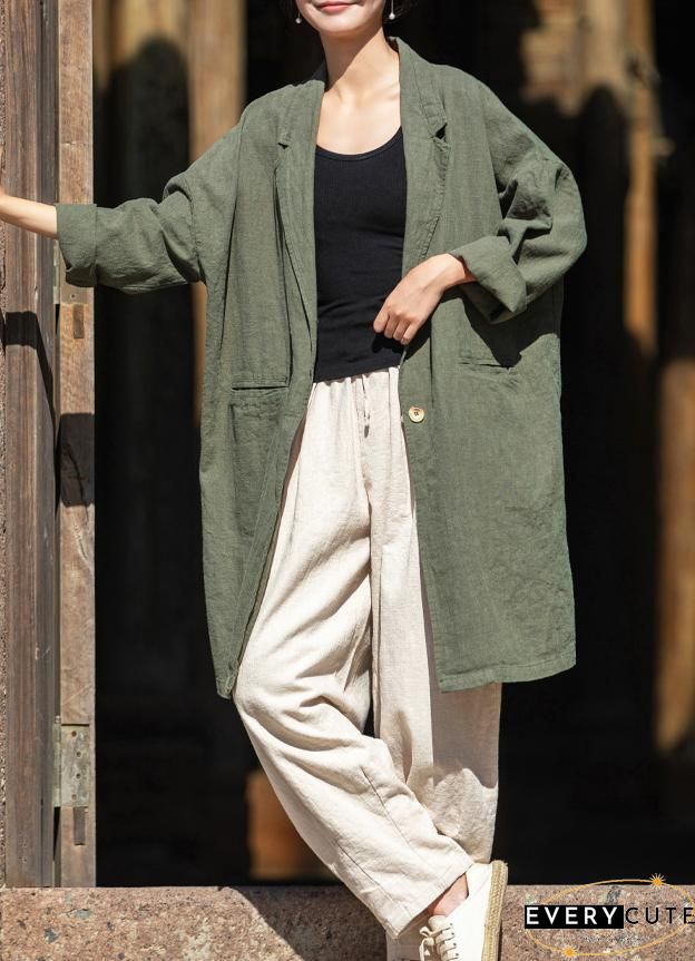 Lapel Solid Color Long Sleeve Corduroy Vintage Long Coat