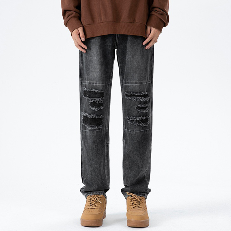 Men's Retro Street Trendy Ripped Patch Jeans - Sopula ｜Premium Graphic Tees & Graphic Streetwear