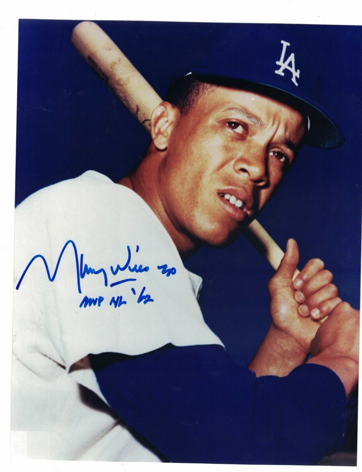 Maury Wills Los Angeles Dodgers Signed 8x10