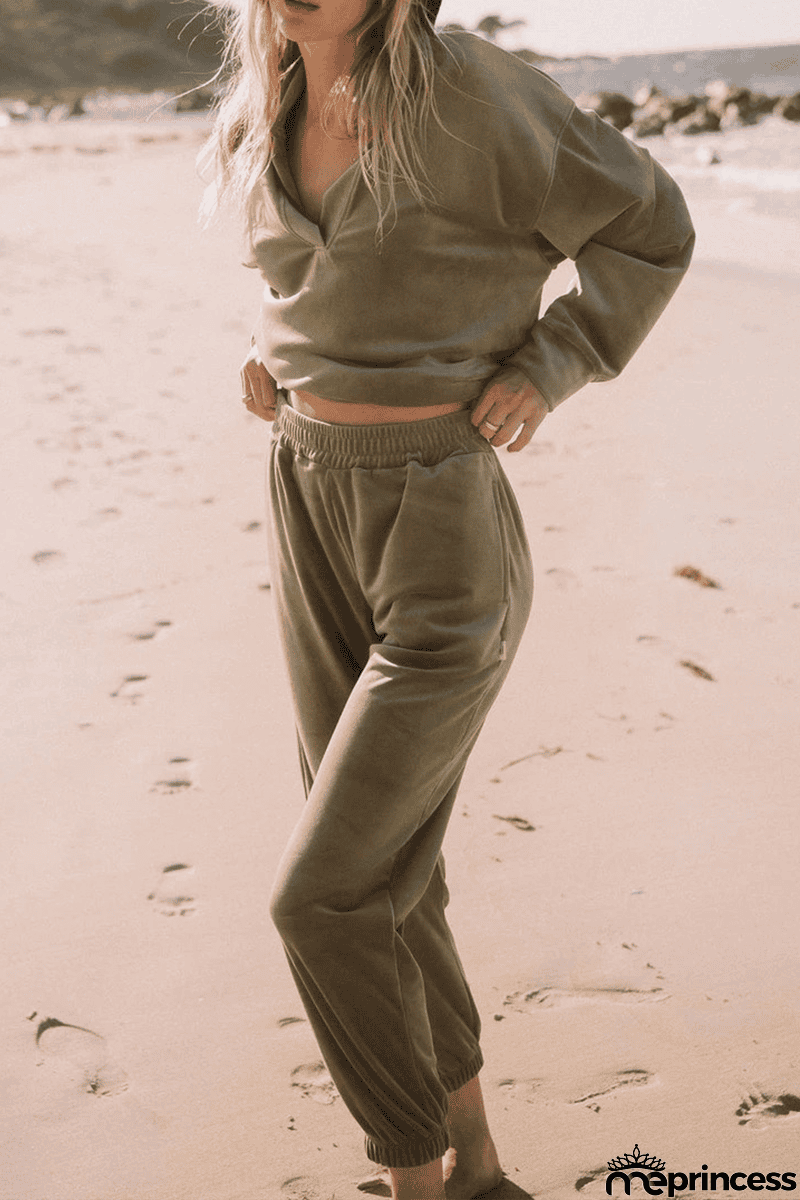 Street Solid Patchwork Turndown Collar Long Sleeve Two Pieces(3 Colors)