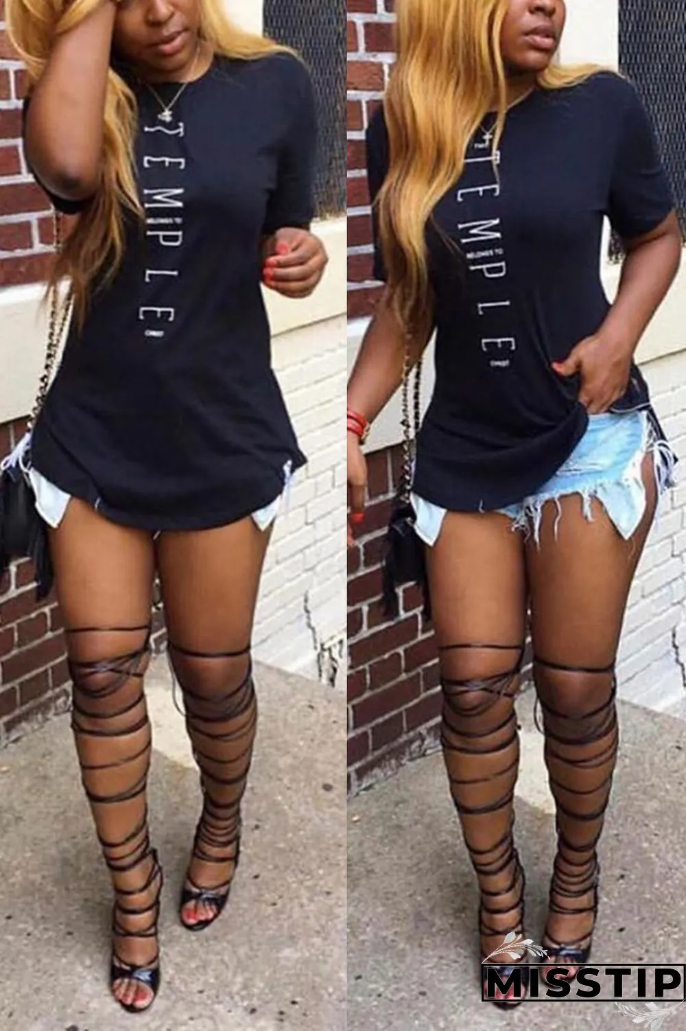 CoffeeColor Fashion Casual Printed Short-sleeved T-shirt Top