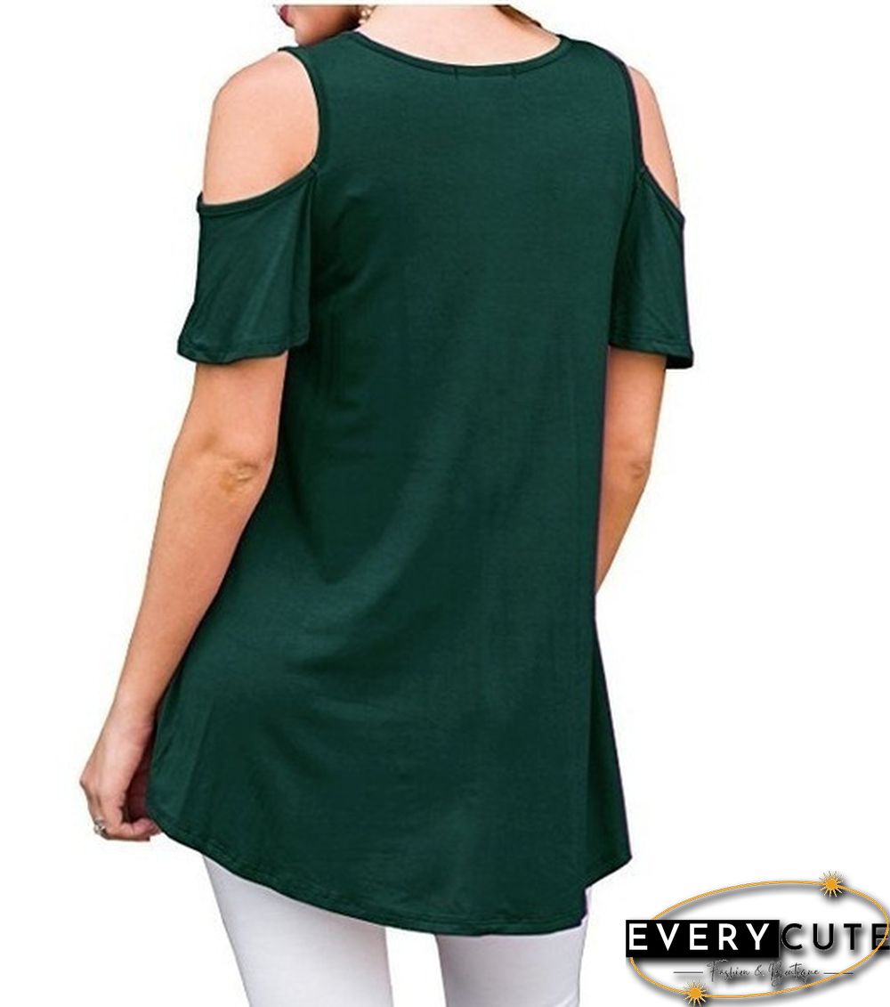 Plus Size XS-6XL Summer Womens Fashion Cold Shoulder Shirts Casual Loose Short Sleeve Crew Neck Floral Tunic Tops Blouses