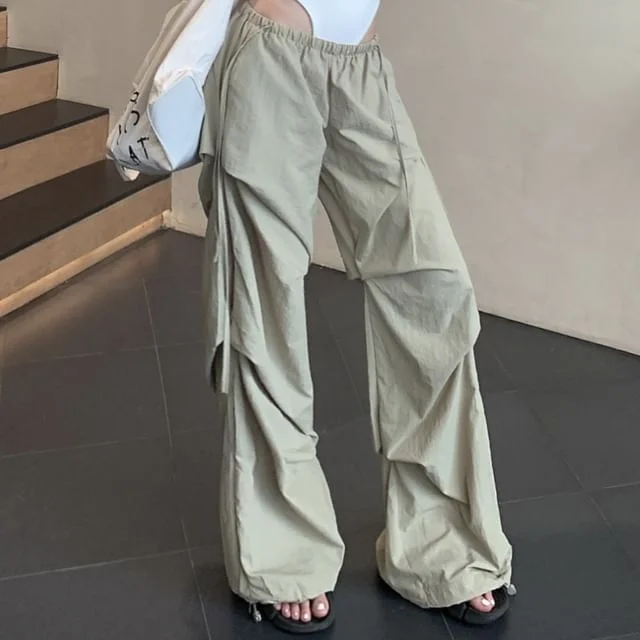 Pants Neck Ruched Bodysuit Leg / Top Wide Round Waist Plain Low Sleeveless