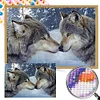 (60*40cm)Snow Wolf - Round AB Drill Diamond Painting