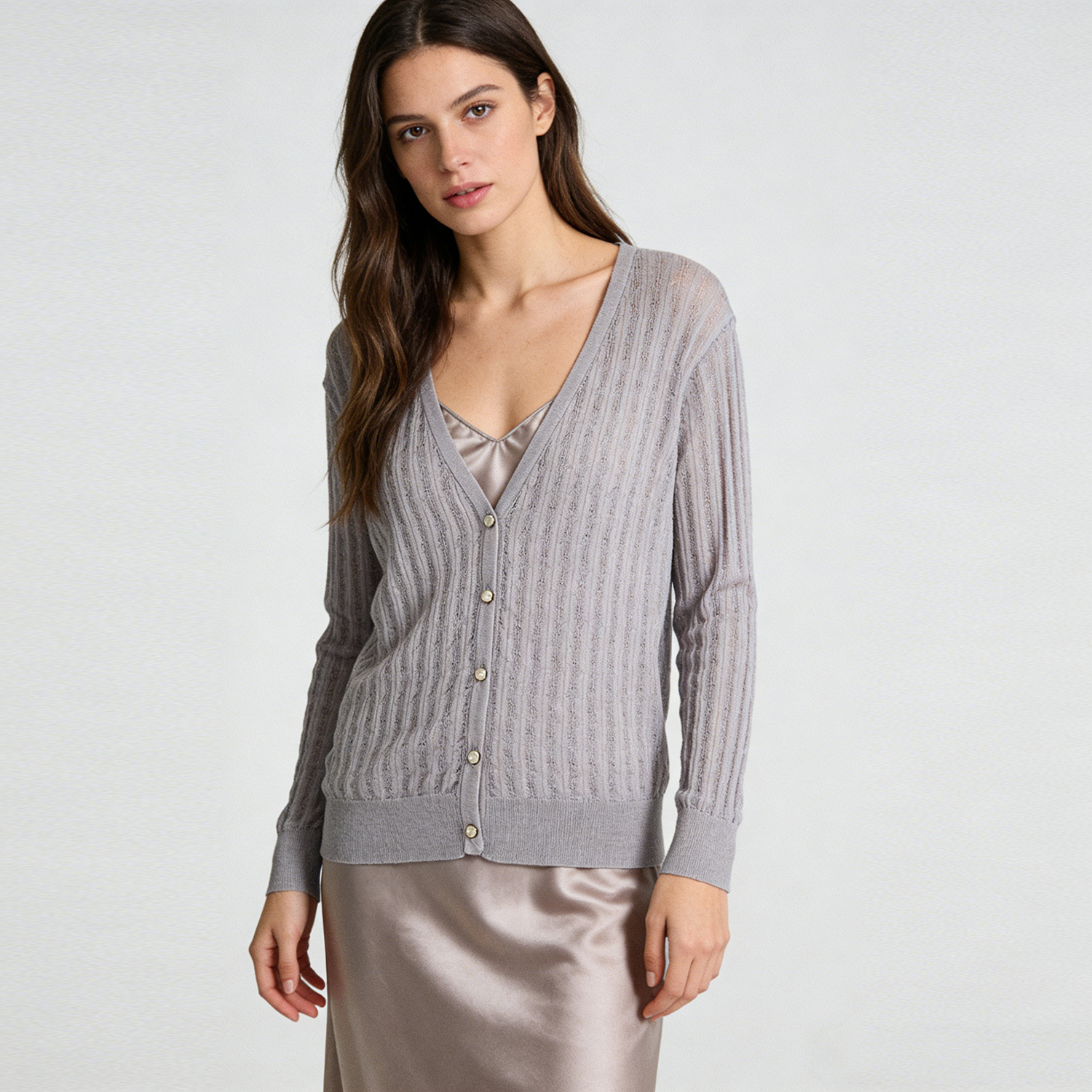 Women's Silk Top Lightweight Knit Cardigan Summer Sheer Layering REAL SILK LIFE