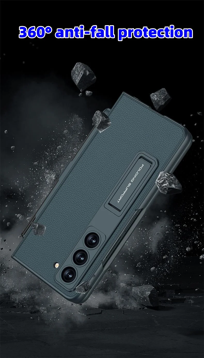 Samsung Galaxy ZFold series pen tray flip cover plain leather holder mobile phone case