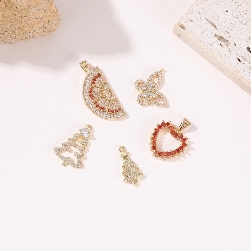 Minimalist Star Moon Heart Shape Copper Plating Inlay Zircon Charms