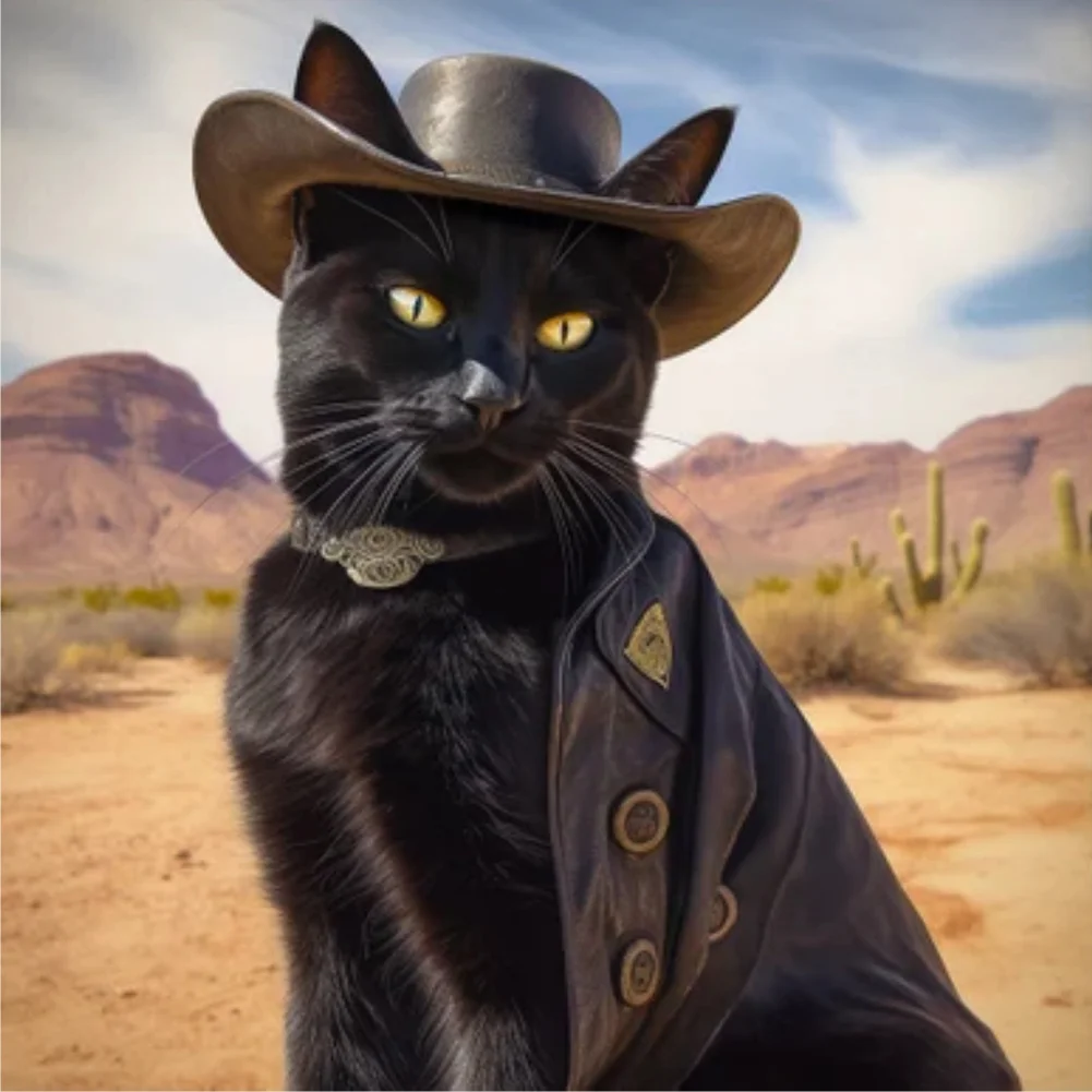 Full Round Diamond Painting - Desert Cowboy Cat(Canvas|30*30cm)