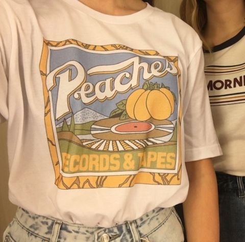 Unisex Vintage Fashion Peaches Records Tapes T-Shirt Hipsters Grunge Style Graphic Tee - Shop Trendy Women's Clothing | LoverChic