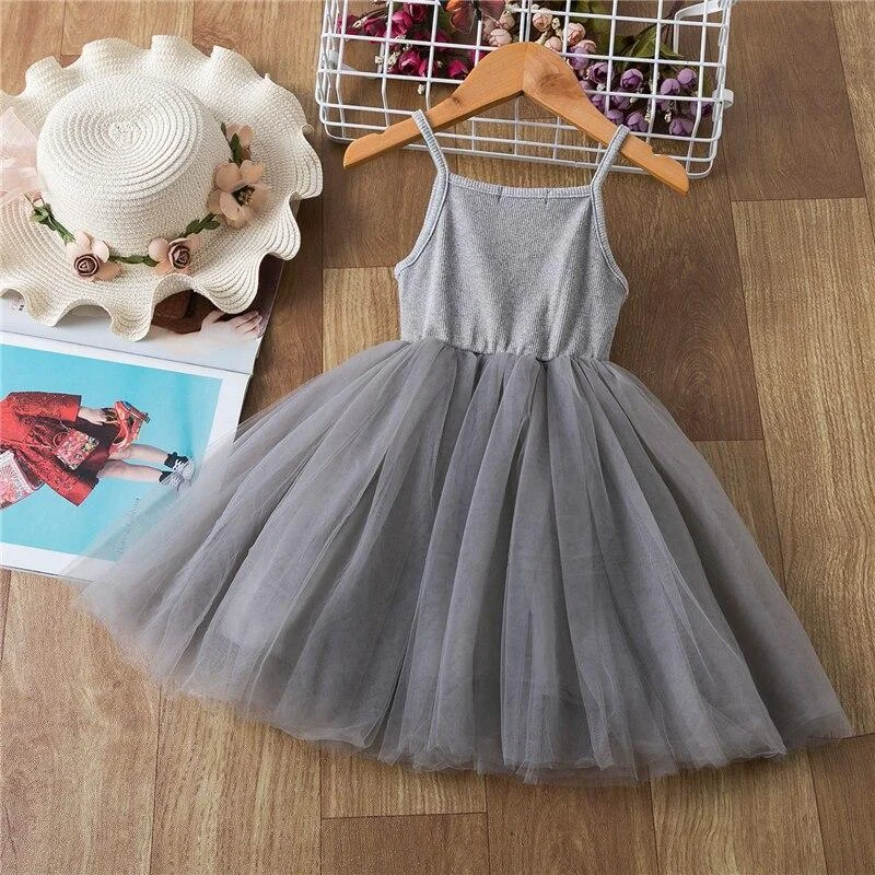 New Summer Girls Dress Brief Princess Dress Children Clothes Solid Girls Casual School Wear Sling Vest Dresses for Girls 3 to 8T
