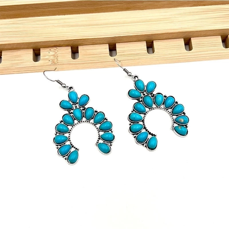 New  Hot Sale Turquoise Earrings Suit Women’s Bohemian Retro Personalized Ethnic Style Alloy Earrings
