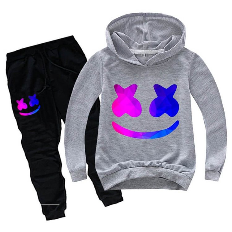 Mayoulove Dj Marshmello Ombre Print Girls Boys Hoodie N Sweatpants Child Suit-Mayoulove