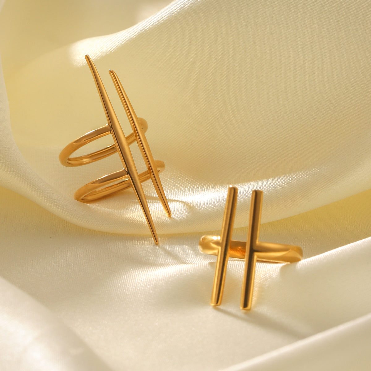 Stainless Steel Line Open Ring Hand Jewelry Niche Design Irregular Titanium Steel Ring Ring