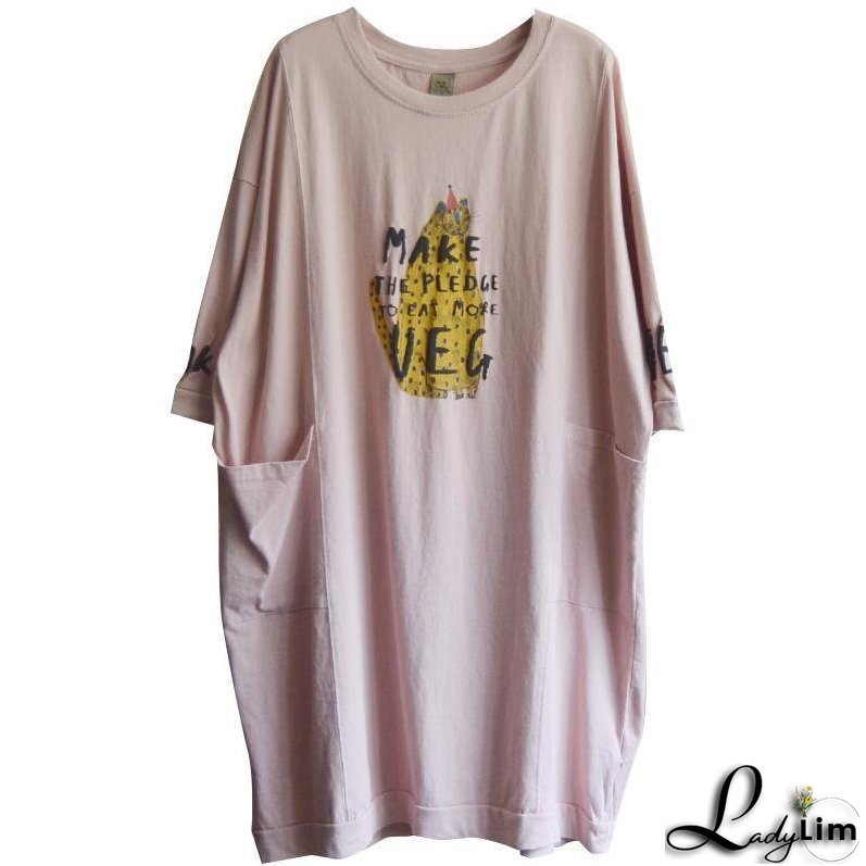 Fashion Round Neck Casual Printed Cotton Dress