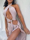 Solid Color Bandage Sexy Skirt Suits