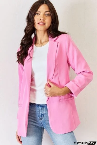 Zenana Open Front Long Sleeve Blazer