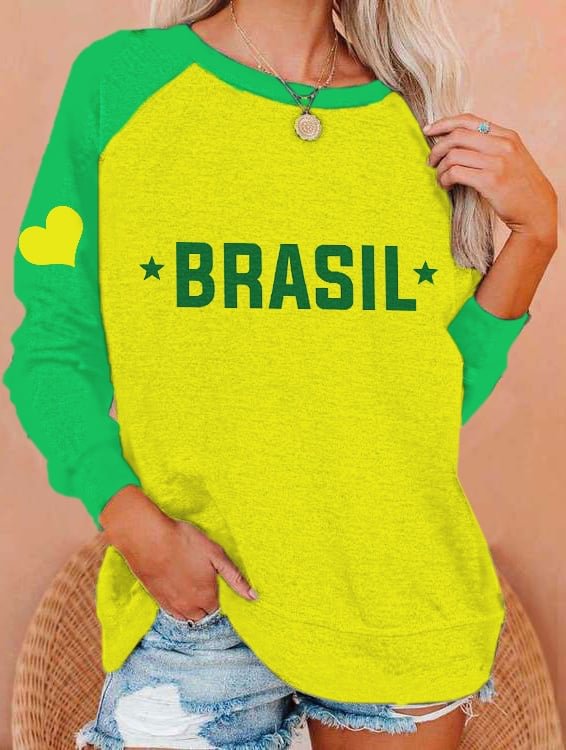 Women's Brazil National Football Team Print Sweatshirt