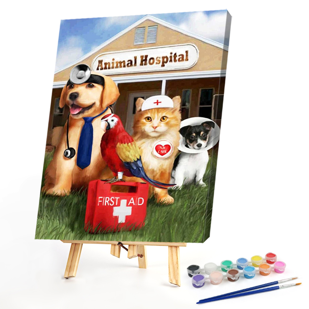 

40*50CM - Paint By Numbers - Dog Cat Doctor, 501 Original