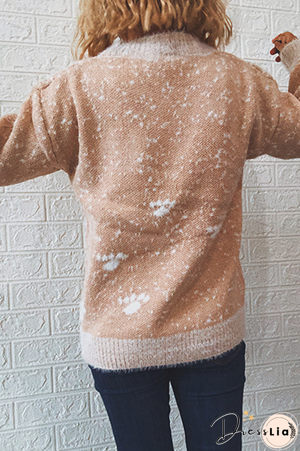 Casual Wapiti Split Joint  Contrast O Neck Tops