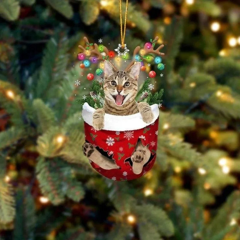 VigorDaily Cat In Snow Pocket Christmas Ornament SP180