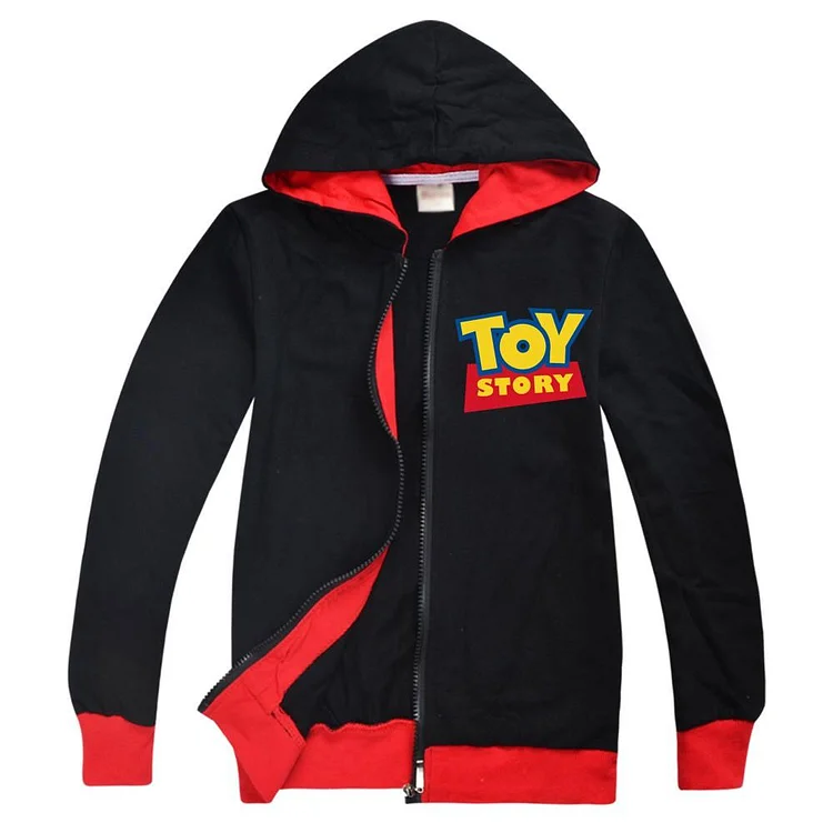 Mayoulove Toy Story Print Boys Pure Cotton Full Zip Up Hoodie Hooded Jacket-Mayoulove
