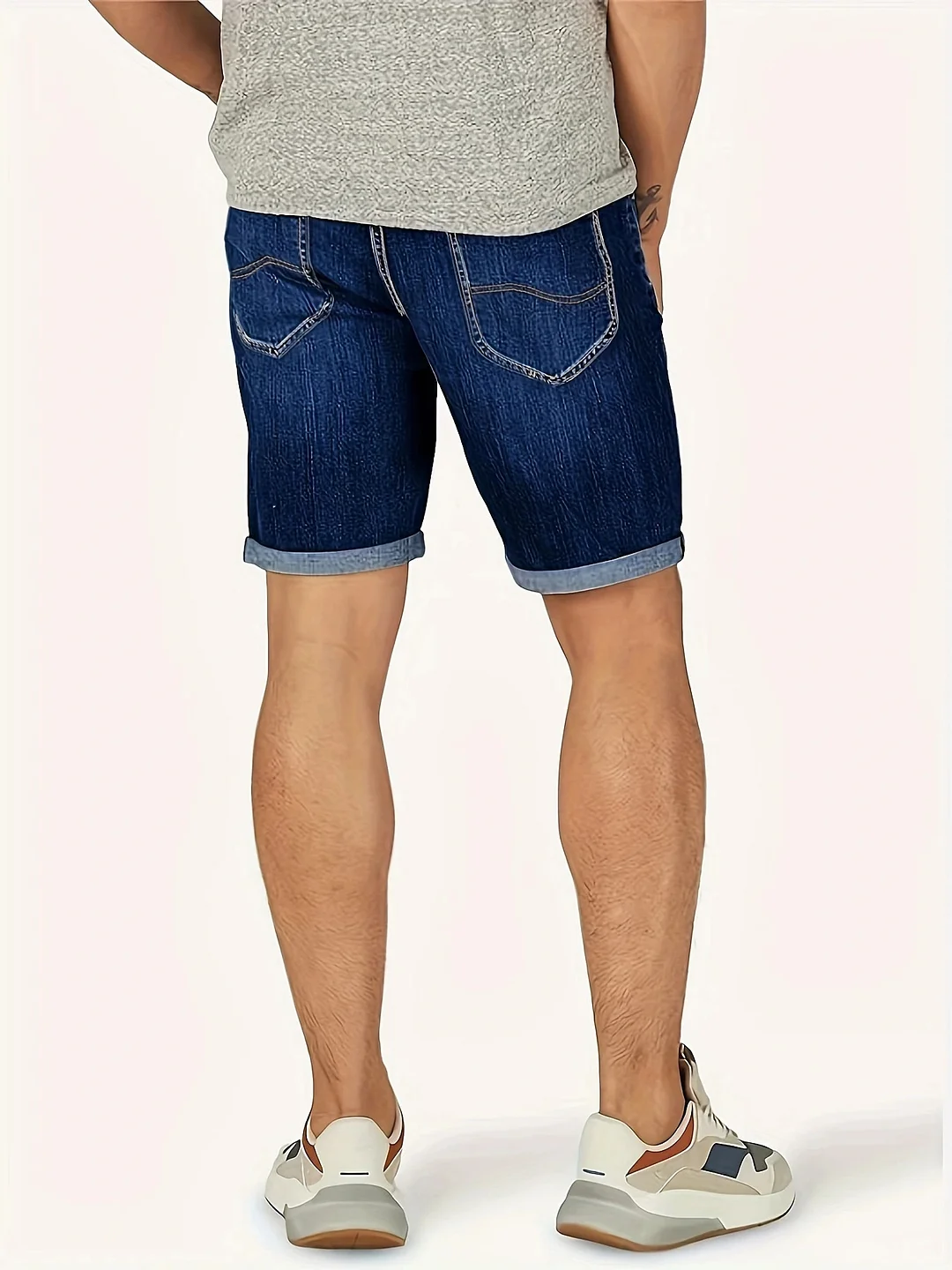 Woherb Fashion Men's Casual Straight Rolled Jeans Jeans Medium Pants-Outfit Ideas