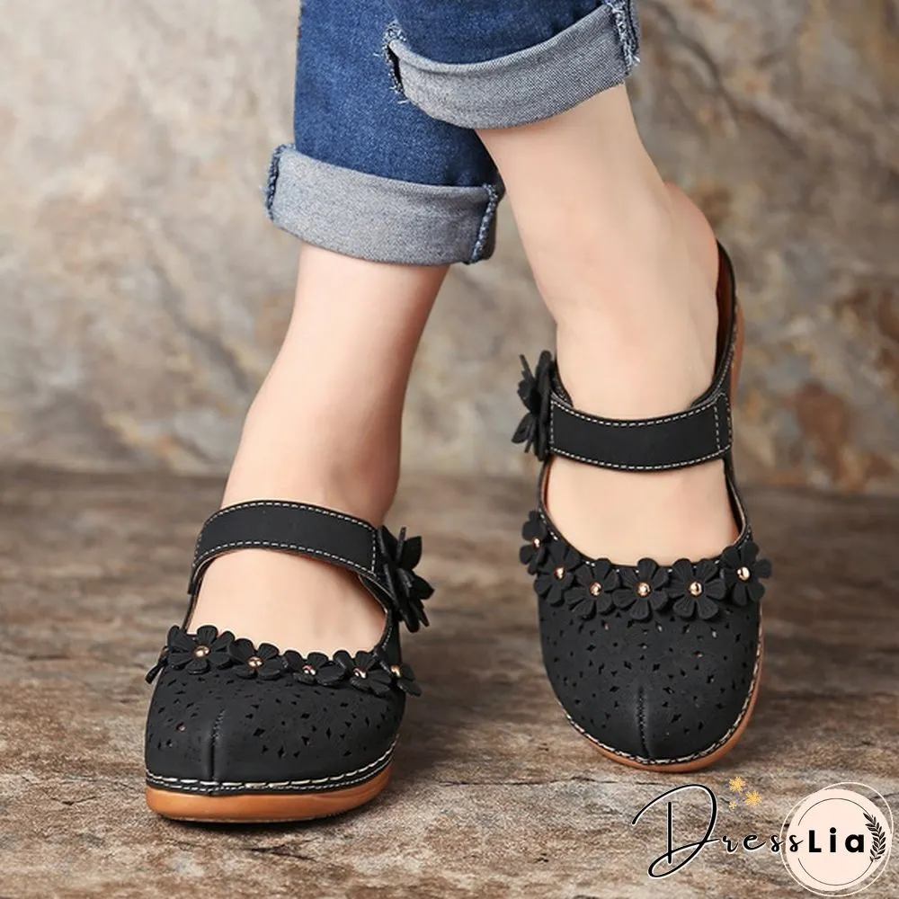 New Arrival Women Vintage Style Sandals Flats Shoes Summer Casual Shoes Retro Shoes Breathable Shoes