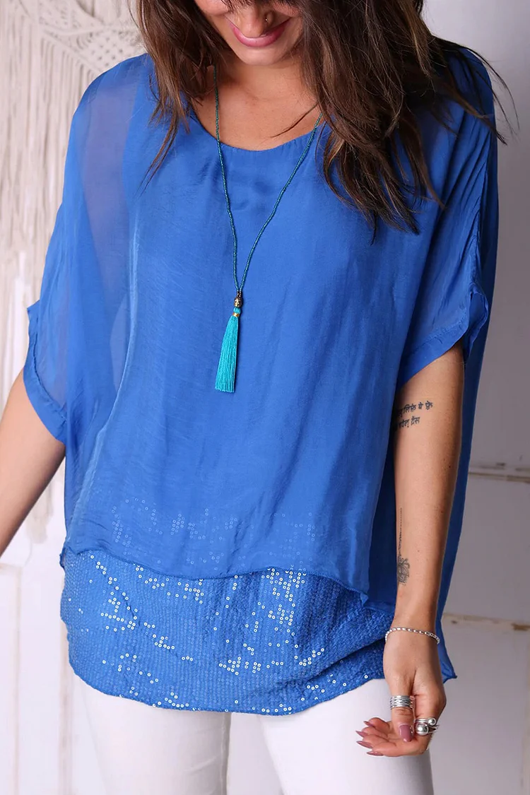 Feeling You Silk Soft Sequin Top