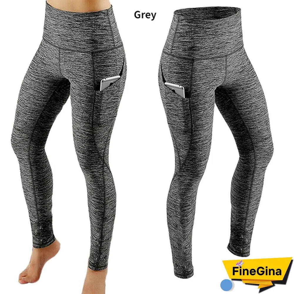 Fashion Women's High Waist Skinny Fitness Exercise Leggings with Pockets Gym Sport Workout Running Pant Comfy Yoga Trousers