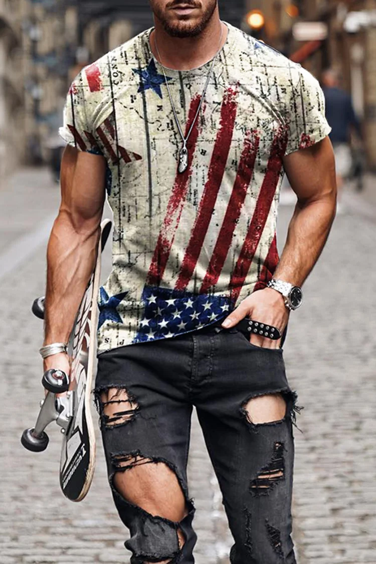 Stylish Vintage American Flag T-Shirt