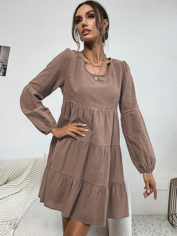 Mature Women Autumn And Winter Classic Casual Long Sleeve Polyester Everyday Dress