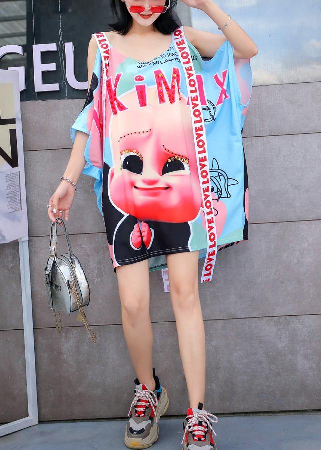 VCSHOES red prints Cotton clothes short sleeve daily summer Dress