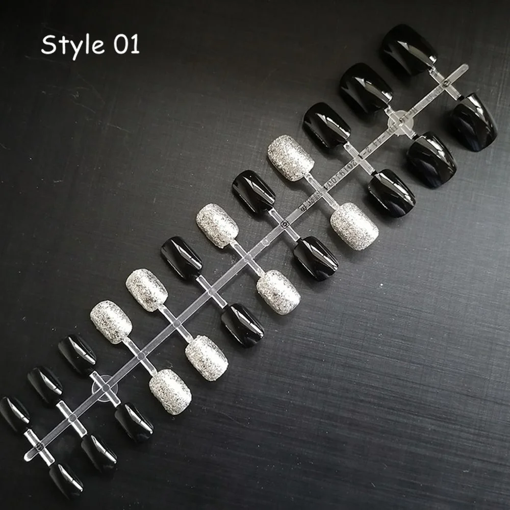 24pcs Glitter Detachable False Nails Ballerina Pink Wearable Fake Nails Full Cover Nail Tips fake nail with design Manicure Tool 928-1-Nail Inspo