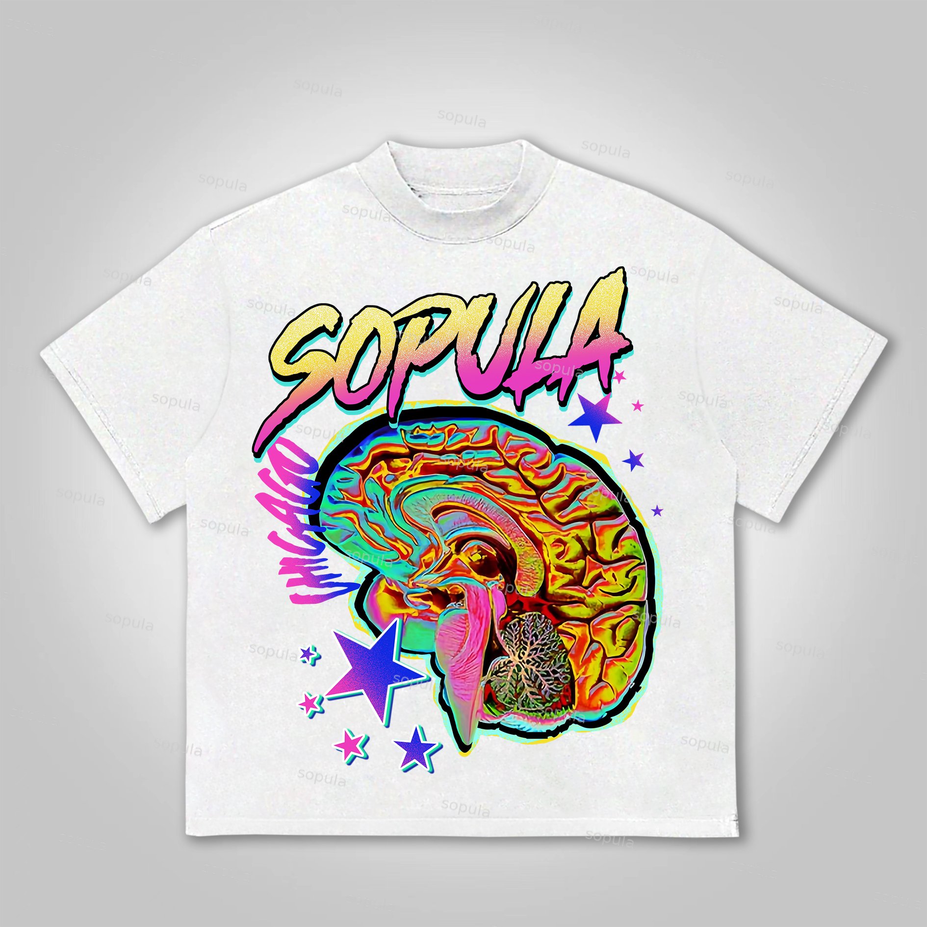 Sopula Studio Fun Color Brain Graphic Print Cotton T-Shirt