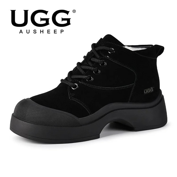 Women's AUSHEEP UGG casual snow boots British style wool Martin short boots