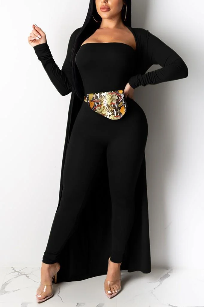 Fashion Jumpsuit Long Sleeve Coats Set