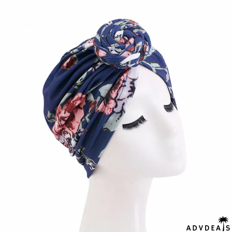 Women's Twist Ball Floral Printed Baotou Cap Fashion Hat