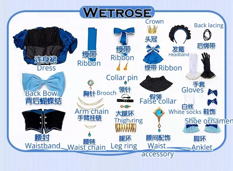 [Wetrose] In Stock Genshin Impact Focalors Black Maid Game Outfit Cosplay Costume