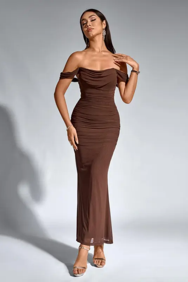 Lisliy Off-The-Shoulder Chiffon Slim Fit Elegant Prom Dress 