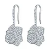 Camellia Flower Full Diamond Drop Earrings Dangling Earrings S925 Silver with Full Moissanite Ladies' Jewelry Women's Jewellery