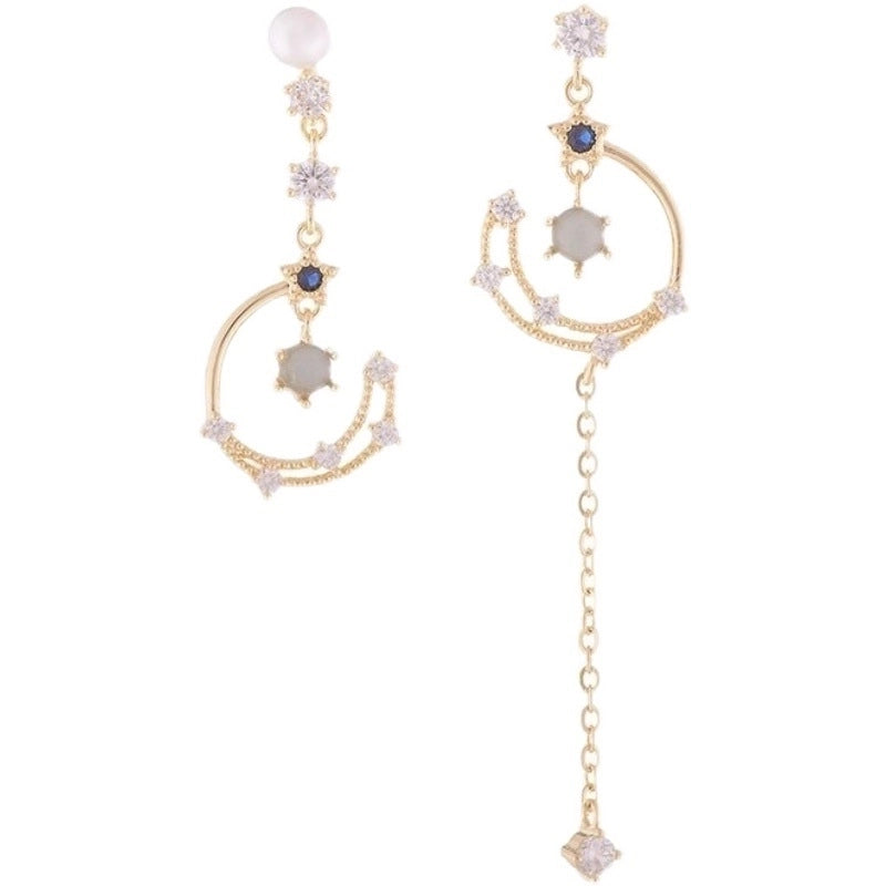 1 Pair Minimalist Star Inlay Copper Rhinestones Earrings