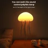 LED Voice Controlled Jellyfish Night Light, RGB Gradient Color Jellyfish Bedside Lamp Rechargeable - Type-C - with Touch Sensor Lamp for Bedroom