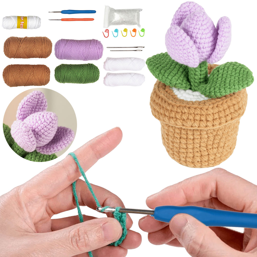 Crocheting Sewing Flower Kit with Video Tutorials Creative DIY Knitting Supplies