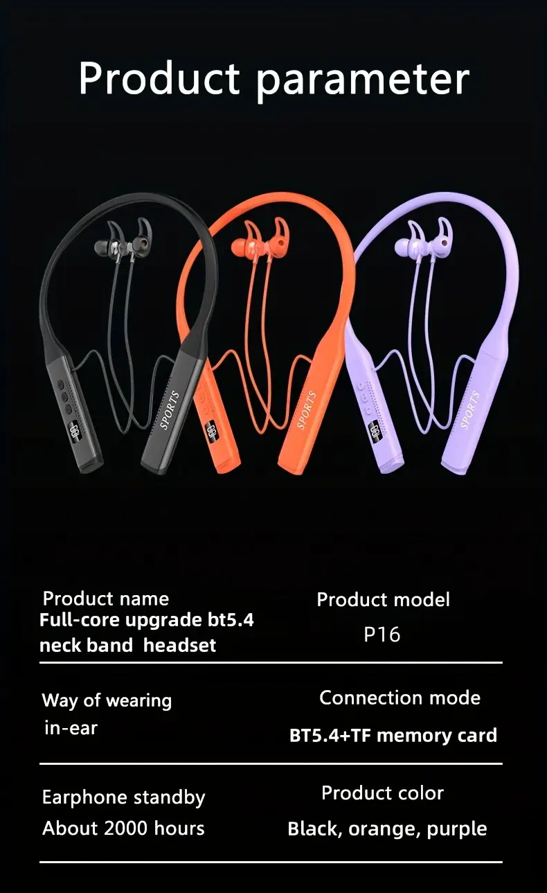 outdoor sports headphones new wireless earphones in 2025 hung on the neck neck hanging style suitable for exercise in ear type with ears the neck ring bent at will ultra long and large capacity battery suitable for running exercise calls music and games Product details 13
