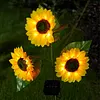 Solar Powered 3/6Head Sunflower Lights Smart Sensor Waterproof Landscape Lights Weather Proof Simulation Sunflower Decorative Lamp for Garden Lawn Courtyard Decor