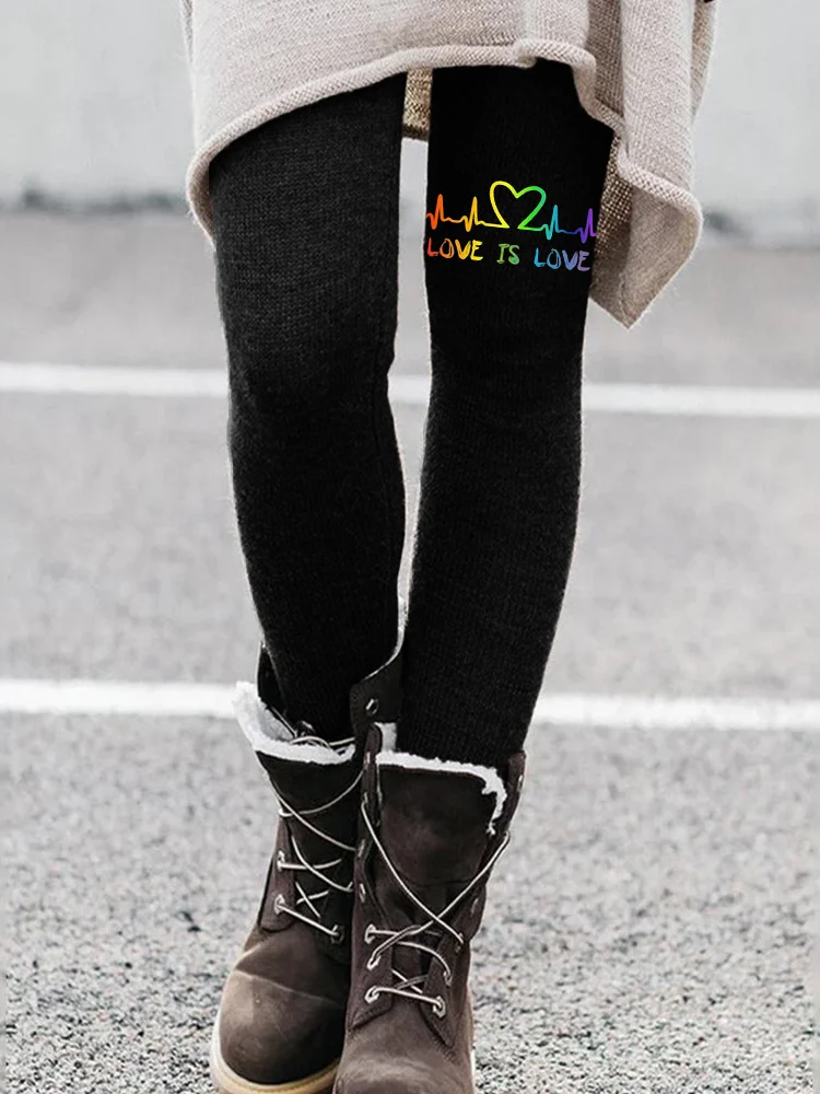 Rainbow Heart ECG Love Is Love Leggings
